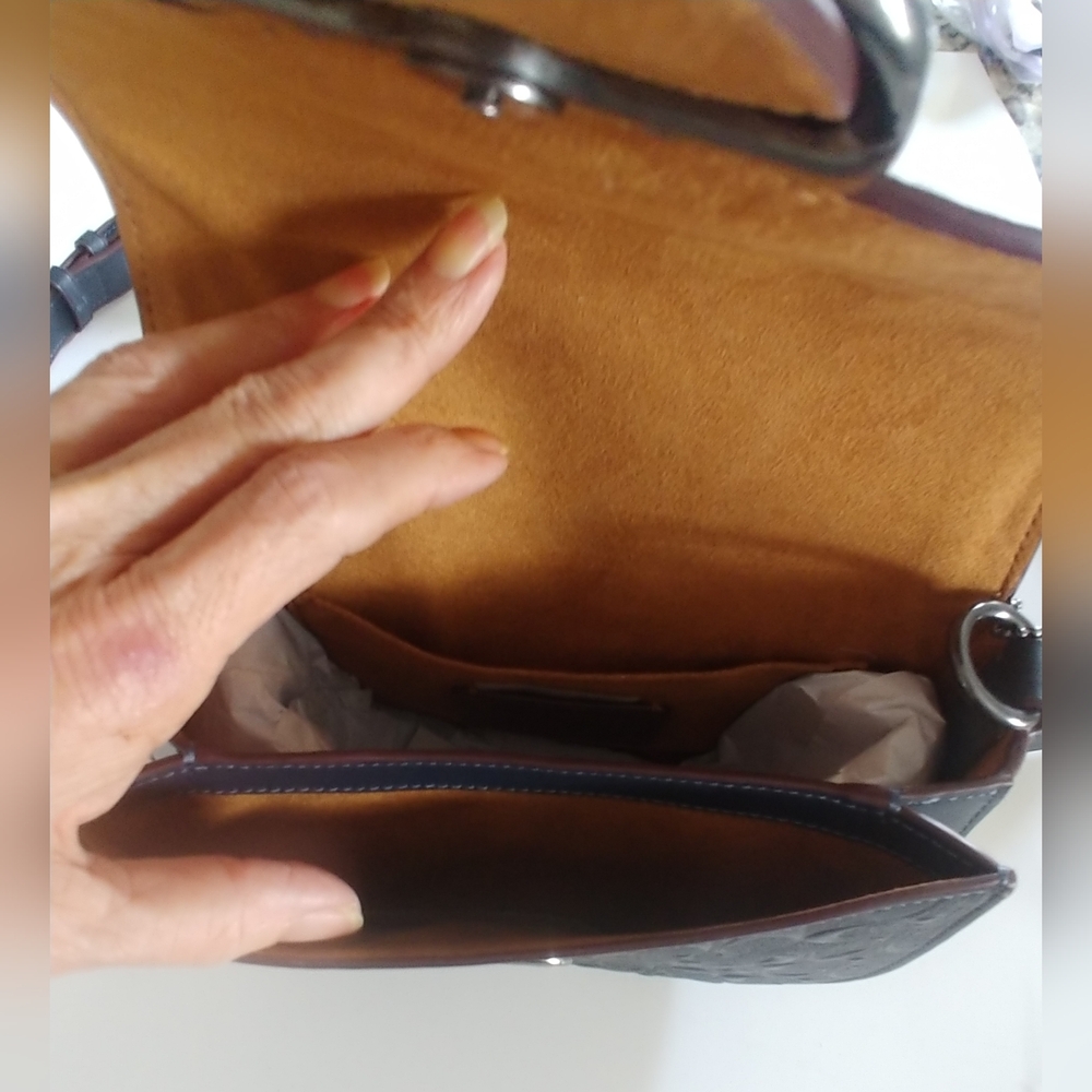 Coach Dark Embossed Leather Shoulder Bag - Picture 11 of 16